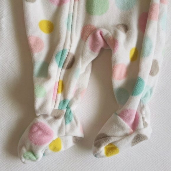 carter's pastel dot fleece zipper footie sleeper pajamas 3 months baby girl - Picture 3 of 5